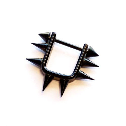 Pendiente acero quirúrgico cuadrado negro con pinchos