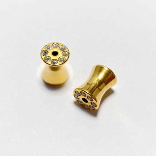 Túnel oro con zirconias de 6 mm.