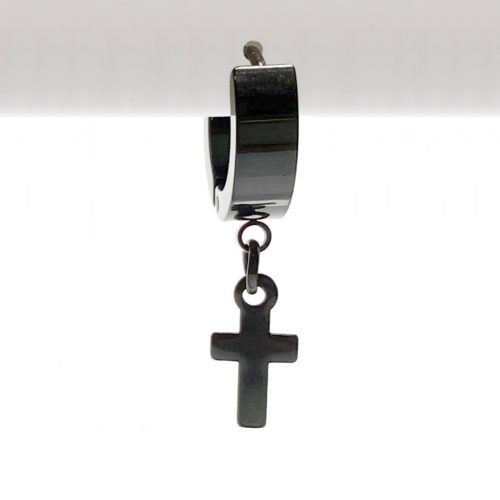 Aro acero quirúrgico negro con una cruz