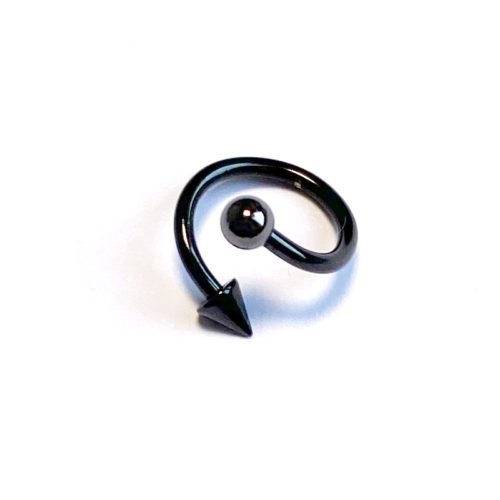 Labret espiral acero quirúrgico 1,2 mm. negro con con y bola