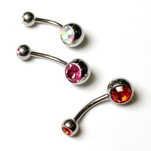 Piercing de ombligo acero quirúrgico doble zirconia