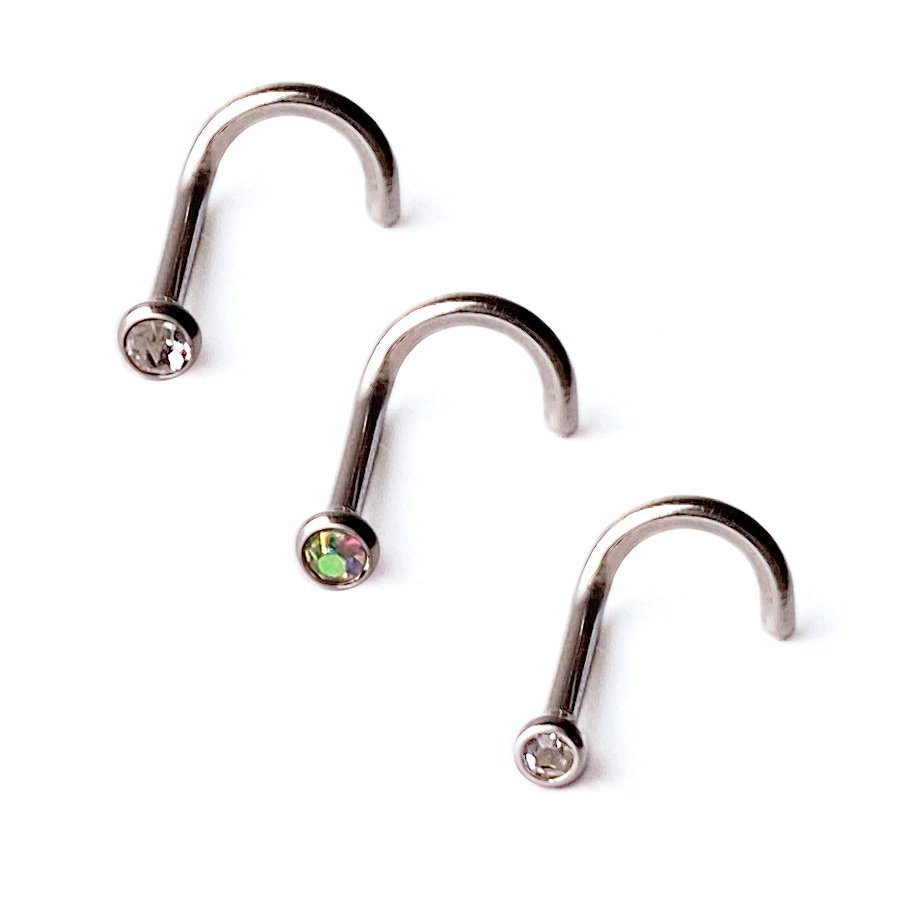 Nostril acero con zirconia