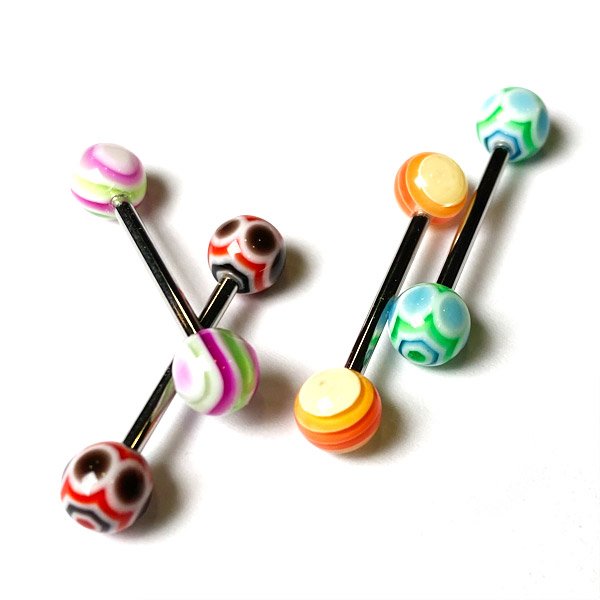 Barbell lengua acero quirúrgico con bolas acrílico