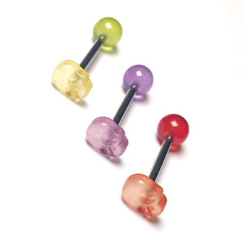 Barbell lengua acero con calavera glow