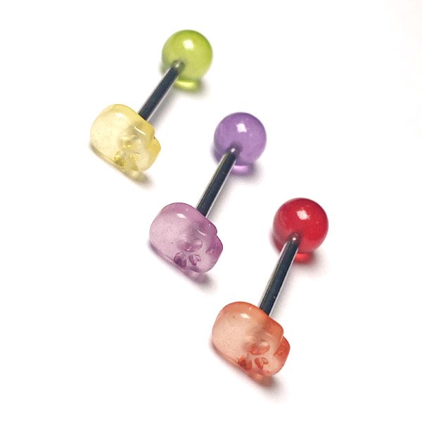 Barbell lengua acero con calavera glow