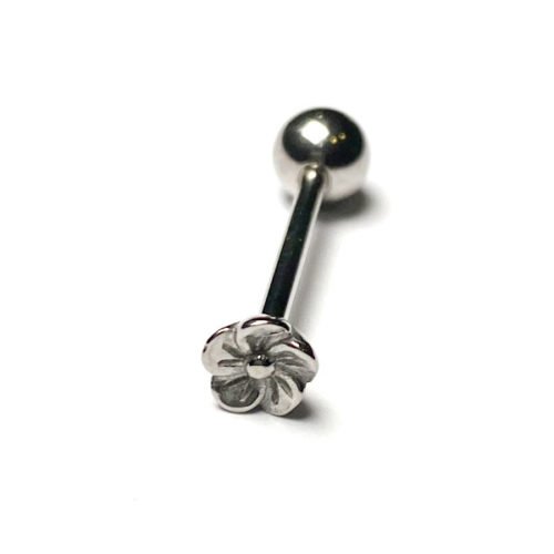 Barbell lengua acero con una flor