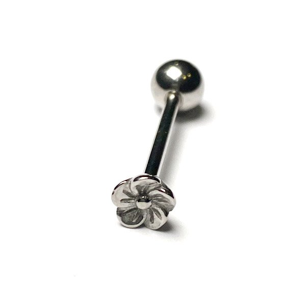 Barbell lengua acero con una flor