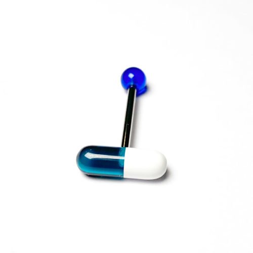 Barbell lengua cápsula azul y blanco
