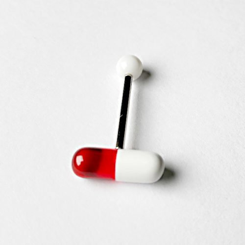 Barbell lengua cápsula blanco y rojo