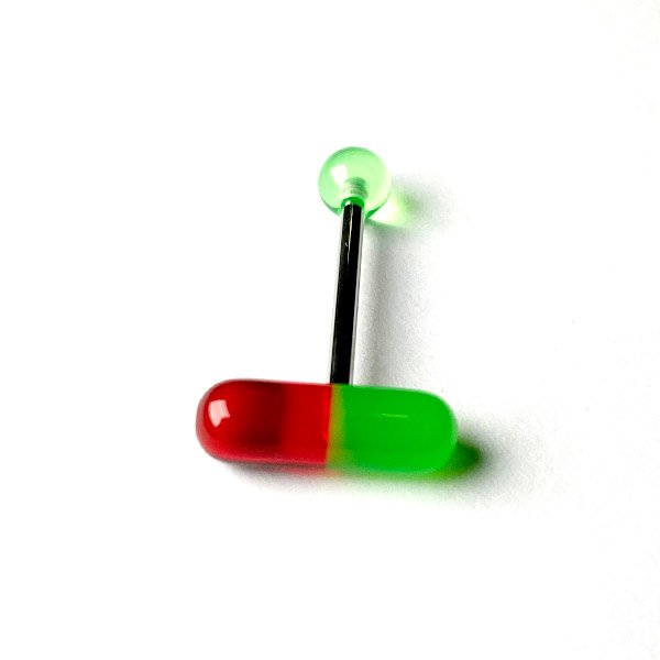 Barbell lengua cápsula rojo y verde