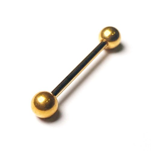 Barbell lengua acero con baño de oro