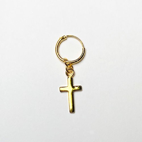 Aro de plata con baño de oro 18 Kt + cruz