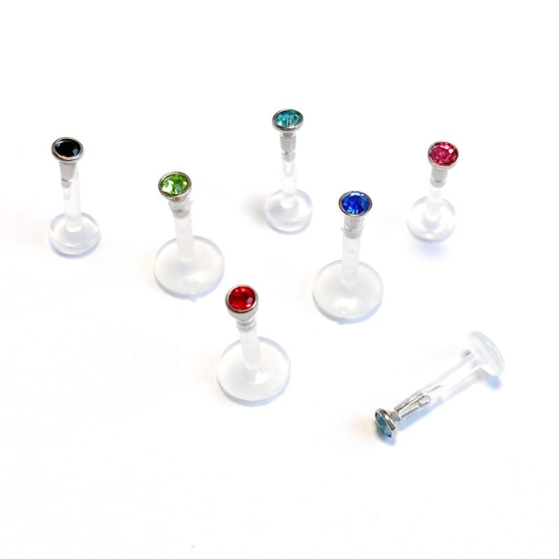 Labret bioplast con zirconia de 2 mm.