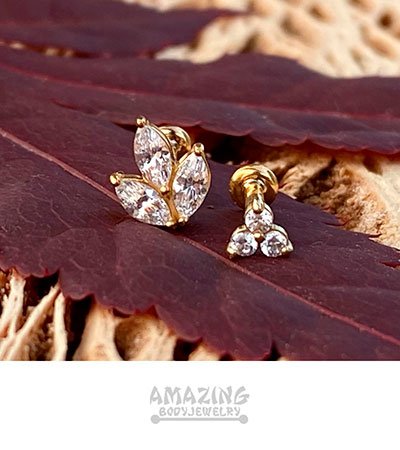 Trinity con baño de oro 24 Kt. y Zirconias de Swarovski®