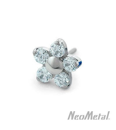 Piercing de titanio grado implante de Neometal con forma de flor