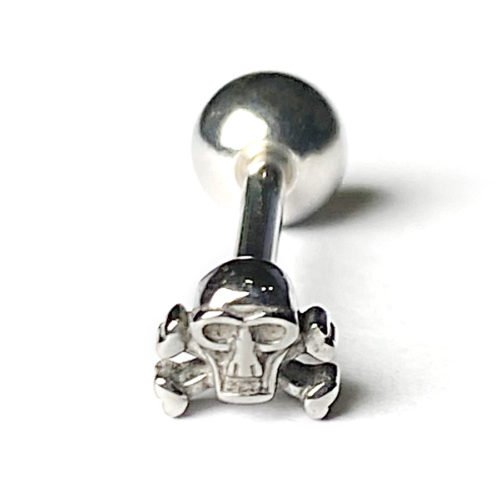 Barbell lengua acero con una calavera