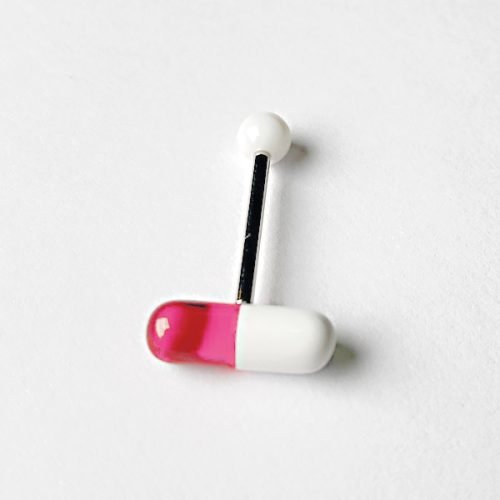Barbell lengua cápsula blanco y rosa