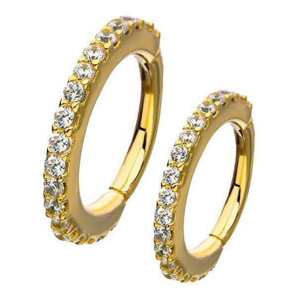 Aro de oro macizo 14 Kt. con Zirconias cúbicas