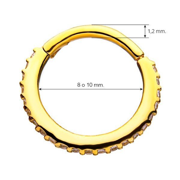 Aro de oro macizo 14 Kt. con Zirconias cúbicas - Imagen 4