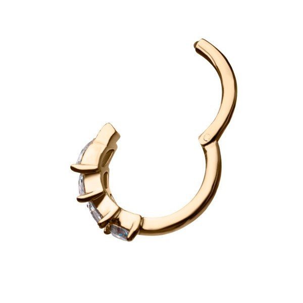 Aro de oro macizo de 14 Kt. con 3 Zirconias - Imagen 3