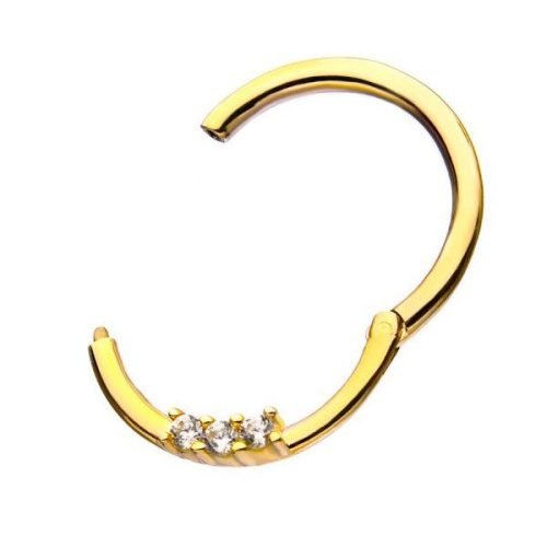 Alternative view of Aro de oro macizo 14 Kt. con 3 Zirconias cúbicas