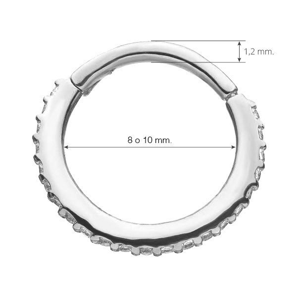 Aro de oro blanco macizo 14 Kt. con Zirconias cúbicas - Imagen 3