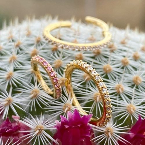 Alternative view of Aro con baño de oro 24 Kt. y Zirconias de Swarovski®