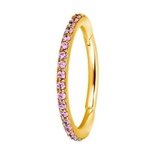 Aro con baño de oro 24 Kt. y Zirconias de Swarovski® rosa