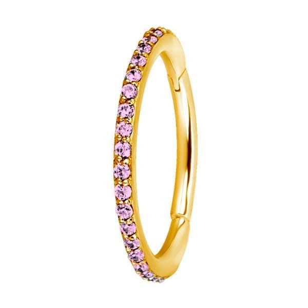 Aro con baño de oro 24 Kt. y Zirconias de Swarovski® rosa