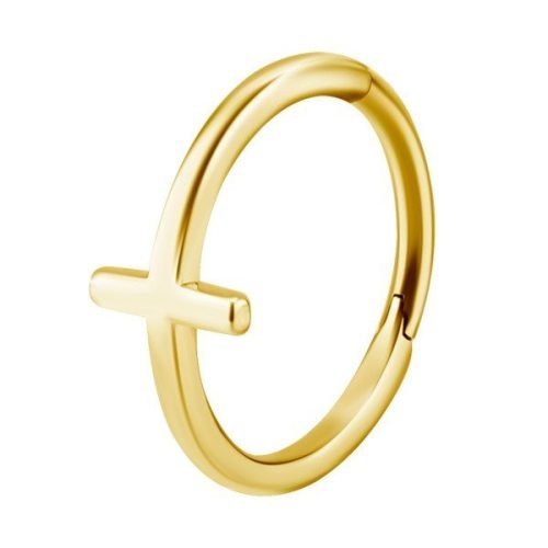 Aro para conch. Con baño de oro 24 Kt. y una cruz