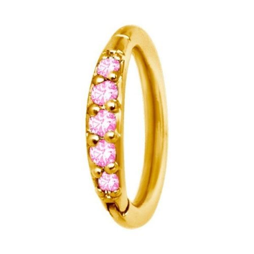 Aro con baño de oro 24 Kt. y Zirconias de Swarovski® rosa