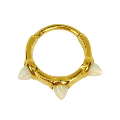 Aro con baño de oro 24 Kt. y ópalos