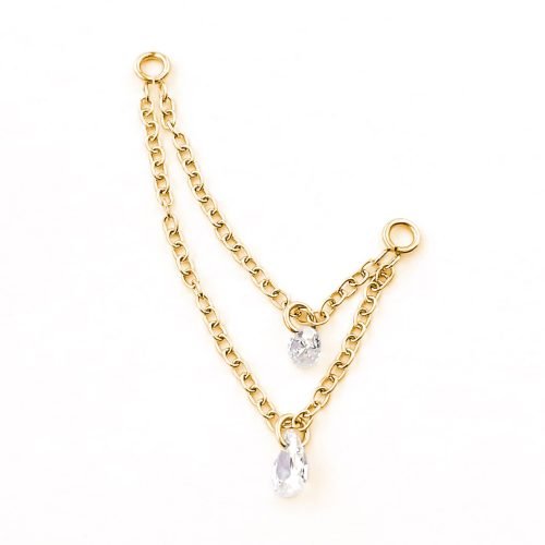 Cadena conectora doble de oro 24 Kt. con zirconias