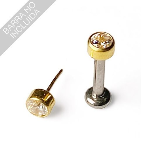 Top de titanio con baño de oro 24 Kt. y 1 zirconia premium