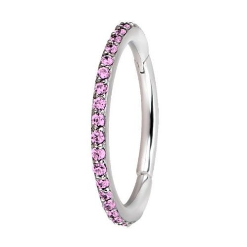 Aro de acero 316L y Zirconias de Swarovski® rosa