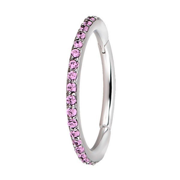 Aro de acero 316L y Zirconias de Swarovski® rosa