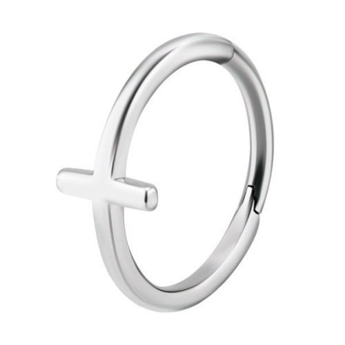 Aro de acero 316L con una cruz para conch