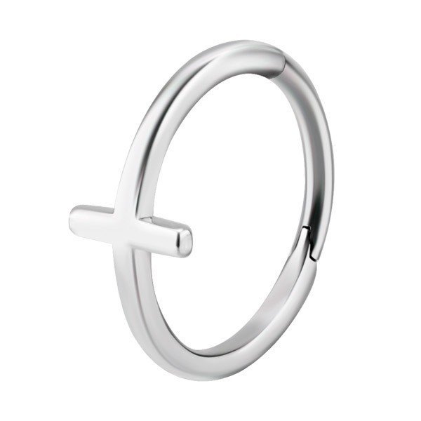 Aro de acero 316L con una cruz para conch