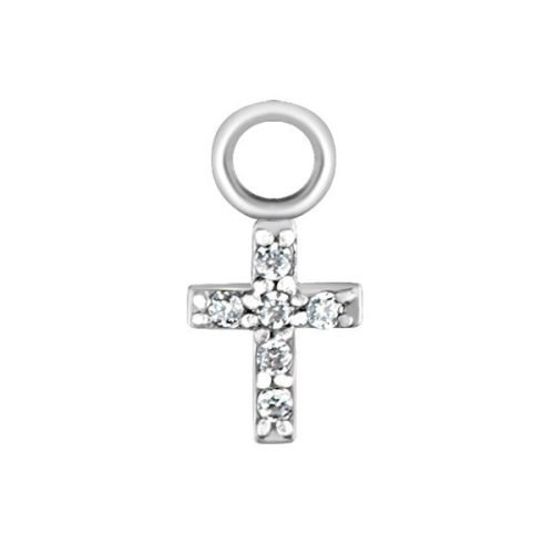 Charm de acero 316L. Cruz con Zirconias