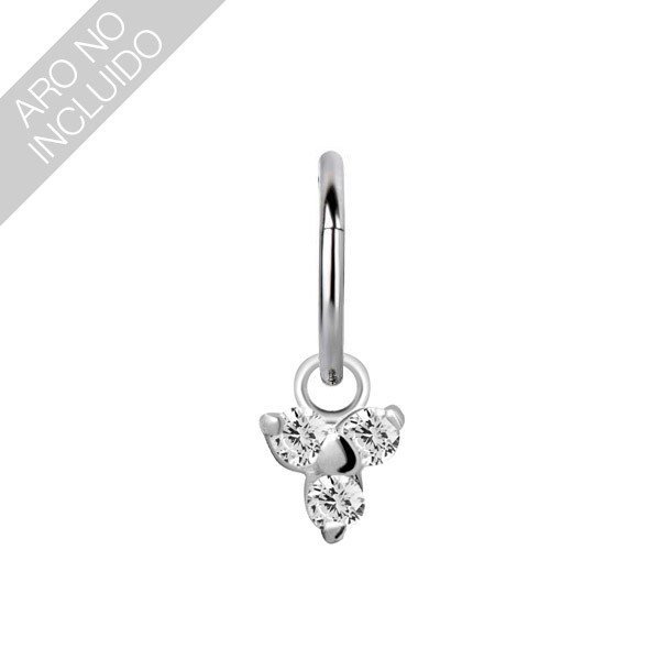 Charm de acero 316L. Trinity con Zirconias - Imagen 2