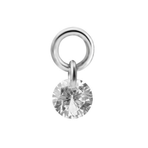 Charm de acero 316L. con 1 Zirconia corte diamante