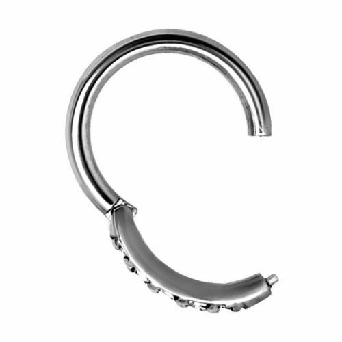 Alternative view of Aro para piercing nostril con Zirconias blancas