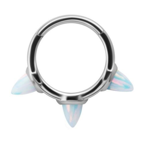 Aro de acero y ópalos