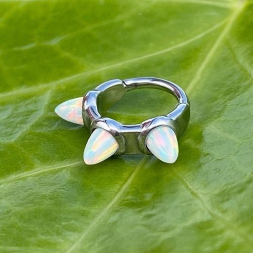 Alternative view of Aro de acero y ópalos