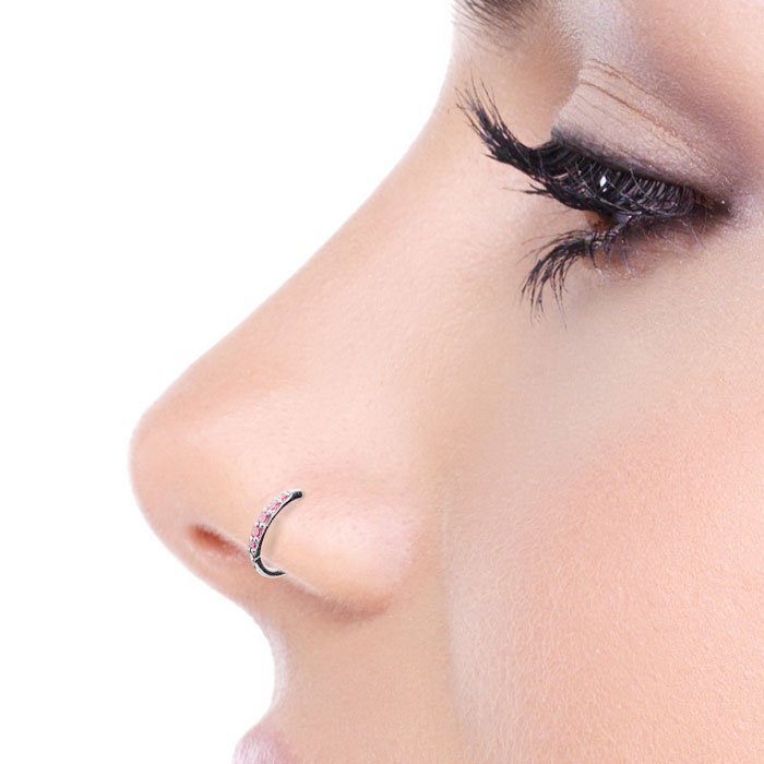 Aro para nariz con Zirconias Premium rosa - Imagen 2