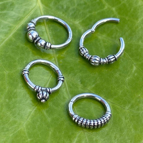 Aro étnico de acero con bisagra estilo 4 - Imagen 3