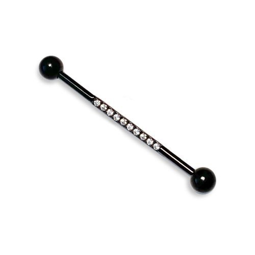 Piercing industrial negro con 10 zirconias