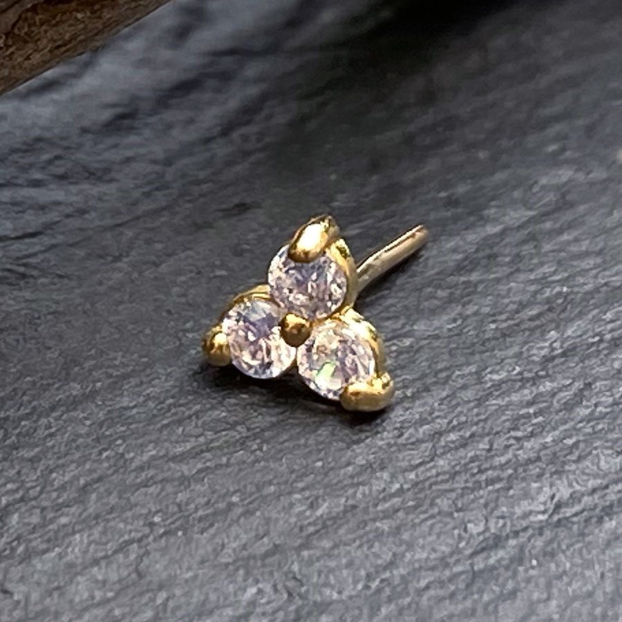 Trinity de oro macizo 18 Kt. y 3 Swarovski® push pin