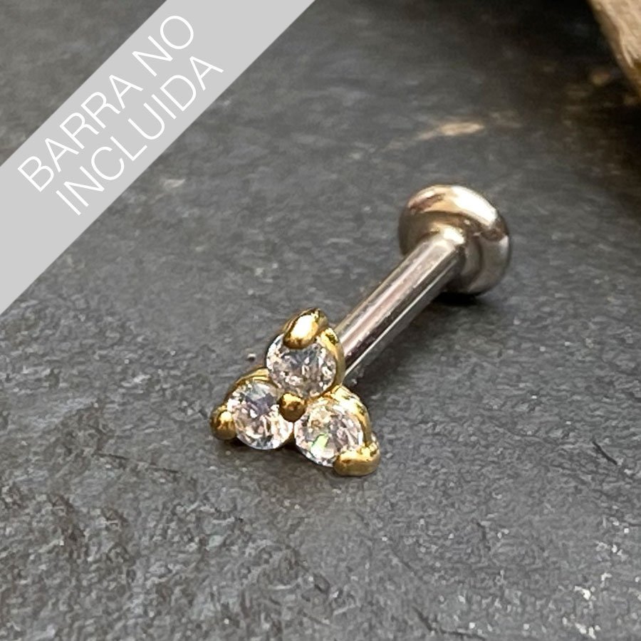 Trinity de oro macizo 18 Kt. y 3 Swarovski® push pin - Imagen 2