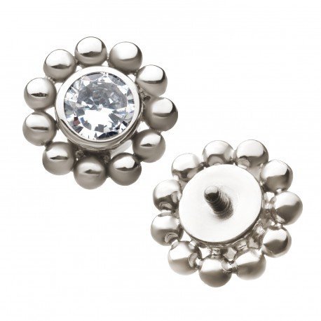 Top de titanio con forma de flor y 1 Zirconia
